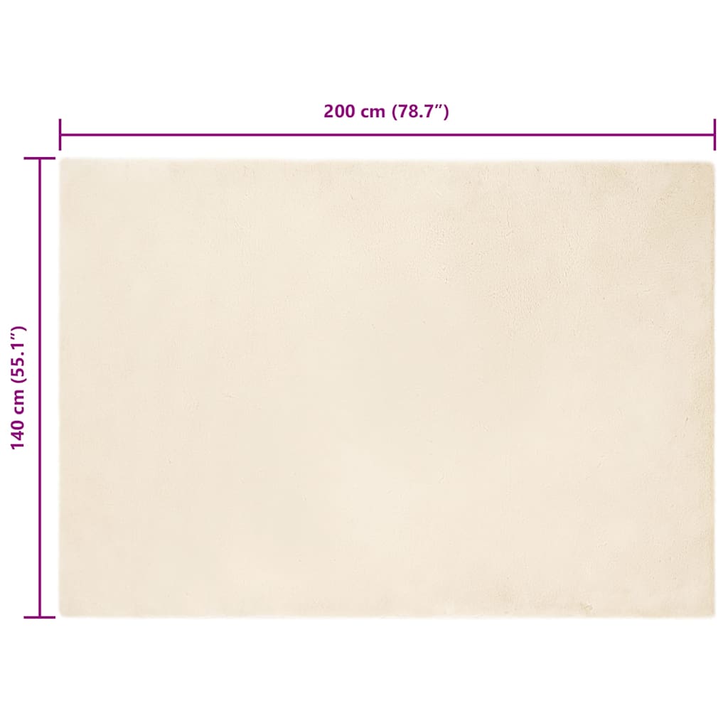 Covor din Blană Faux de Iepure Crem 140 x 200 cm Poliester GartenMobel Dekor