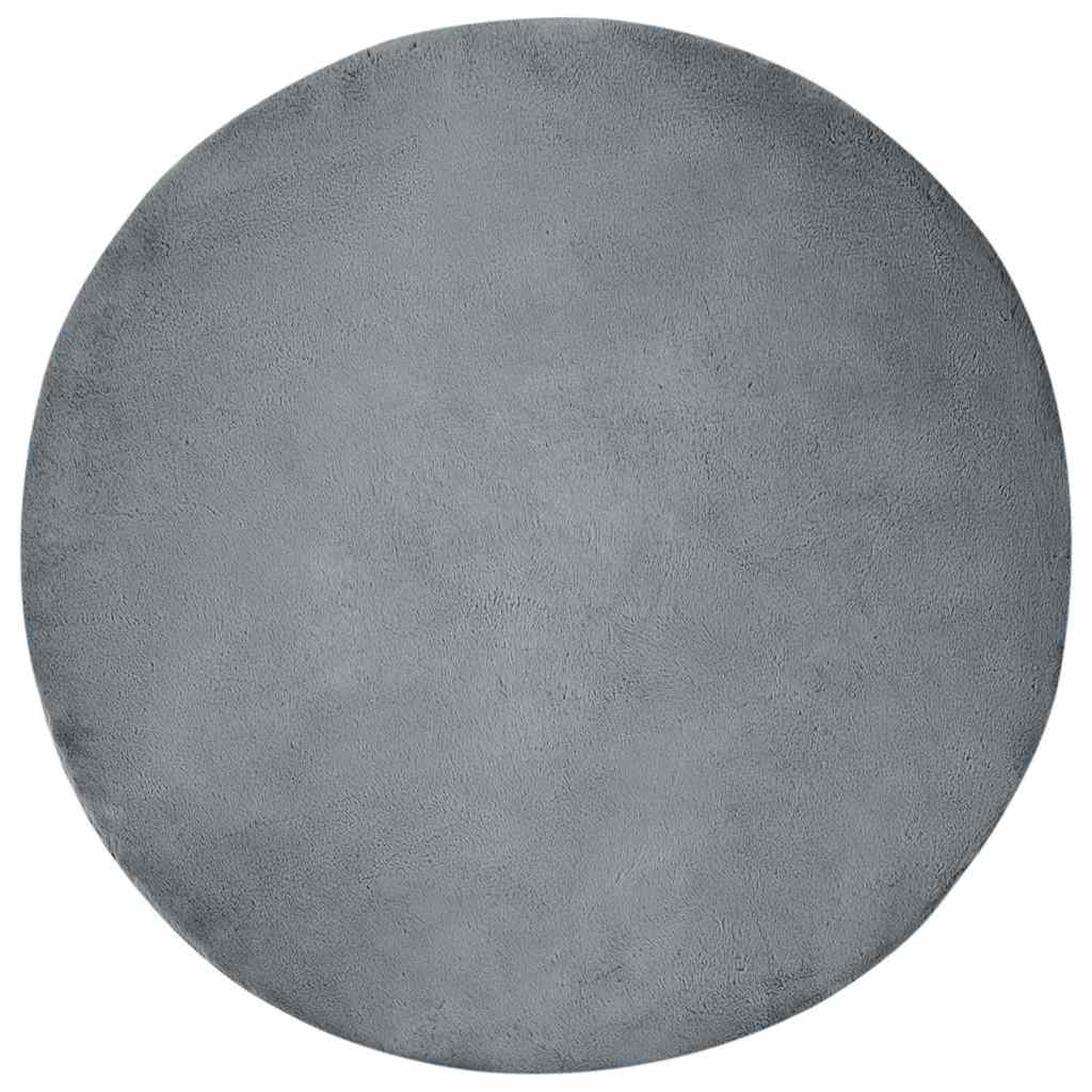 Covor din Blană Faux de Iepure Antracit Ø 160 cm Poliester GartenMobel Dekor