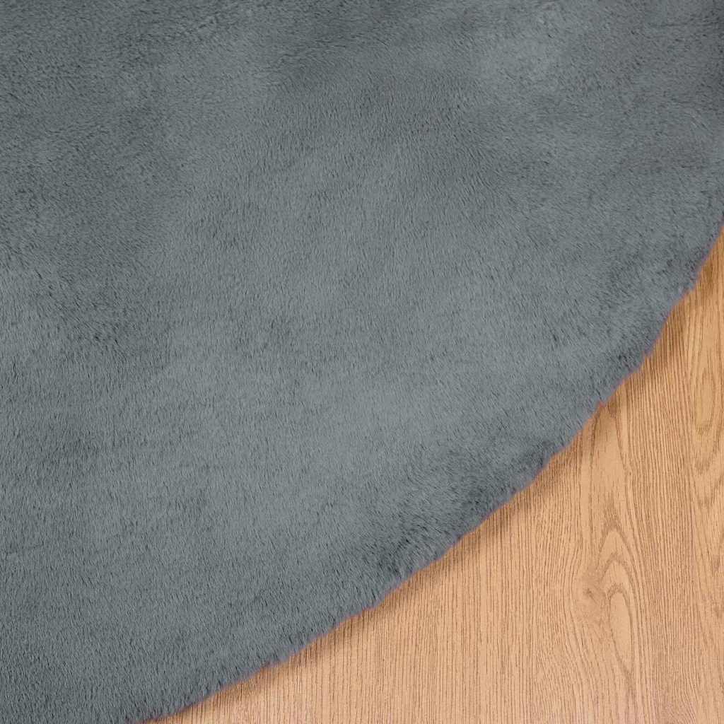 Covor din Blană Faux de Iepure Antracit Ø 160 cm Poliester GartenMobel Dekor