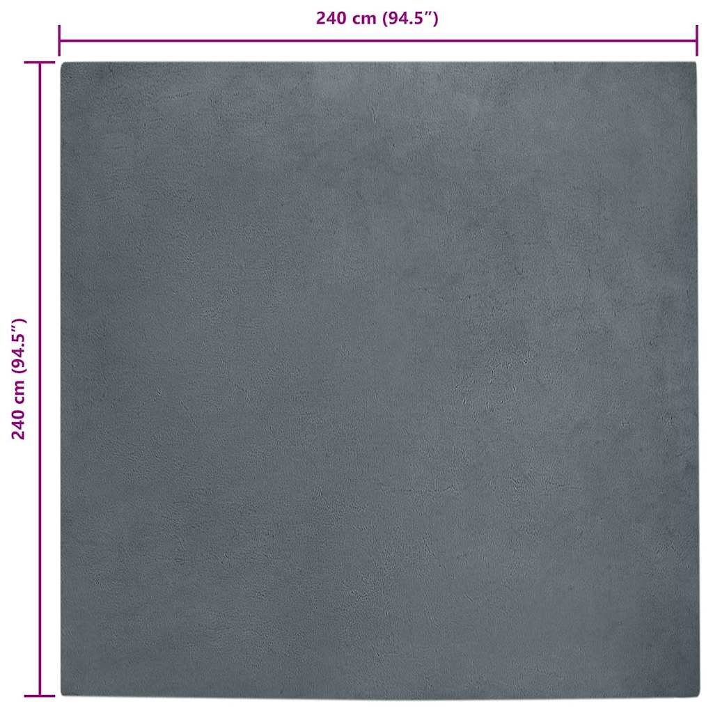 Covor din Blană Faux de Iepure Antracit 240 x 240 cm Poliester GartenMobel Dekor