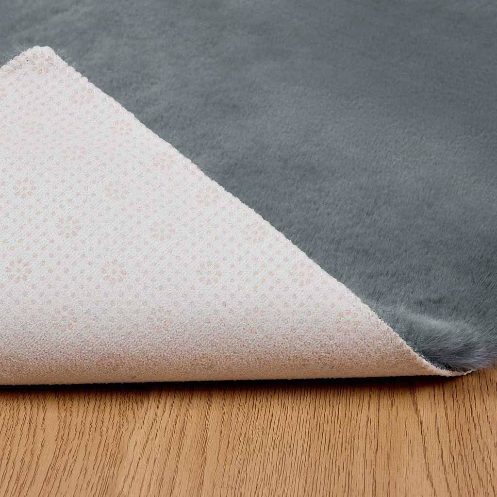 Covor din Blană Faux de Iepure Antracit 240 x 240 cm Poliester GartenMobel Dekor