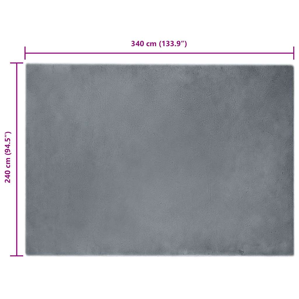 Covor din Blană Faux de Iepure Antracit 240 x 340 cm Poliester GartenMobel Dekor