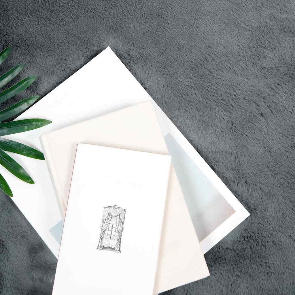 Covor din Blană Faux de Iepure Antracit 240 x 340 cm Poliester GartenMobel Dekor