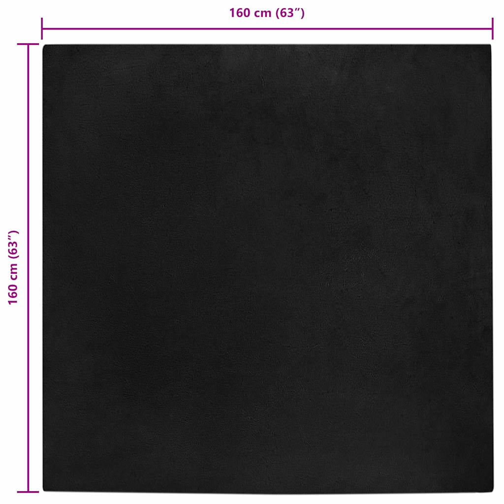 Covor din Blană Faux de Iepure Negru 160 x 160 cm Poliester GartenMobel Dekor