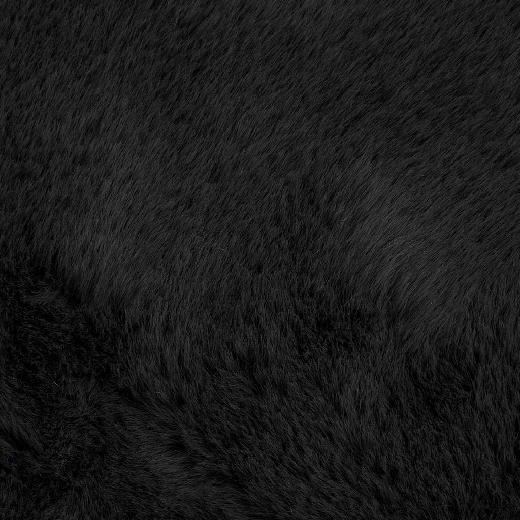 Covor din Blană Faux de Iepure Negru 80 x 250 cm Poliester GartenMobel Dekor