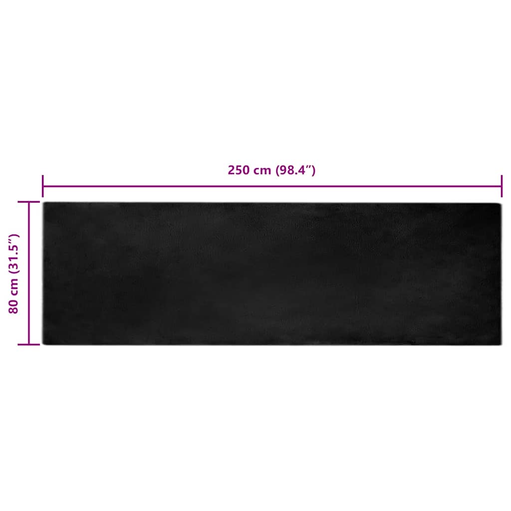 Covor din Blană Faux de Iepure Negru 80 x 250 cm Poliester GartenMobel Dekor