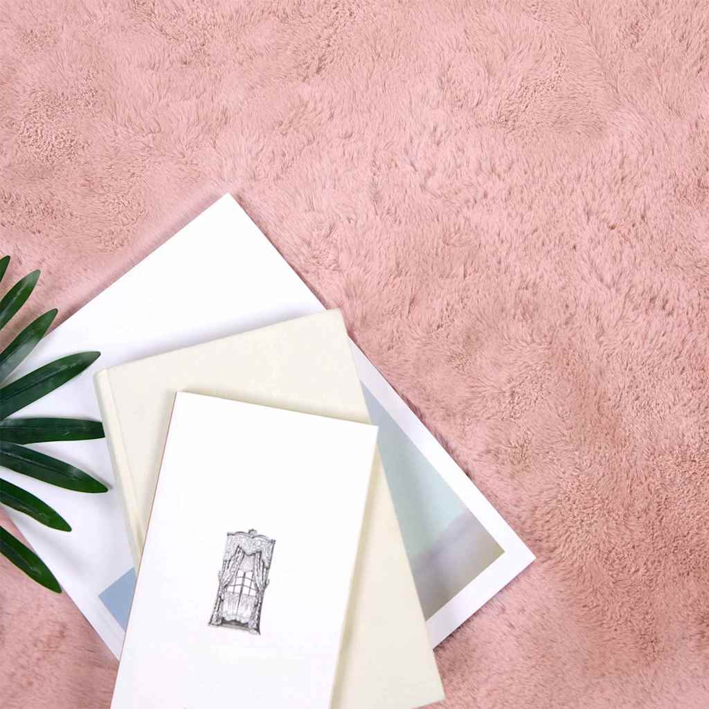 Covor din Blană Faux de Iepure Roz Ø 200 cm Poliester GartenMobel Dekor