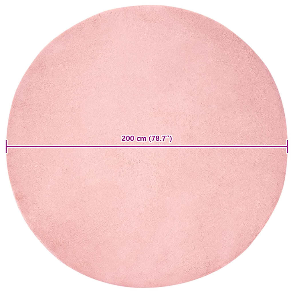 Covor din Blană Faux de Iepure Roz Ø 200 cm Poliester GartenMobel Dekor