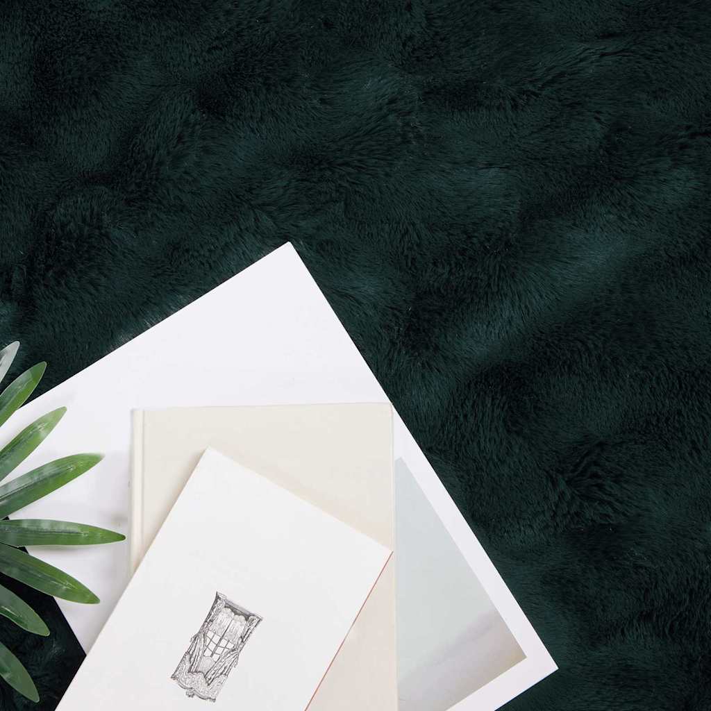 Pătură din Blană sintetică de Iepure 4 pcs Verde închis GartenMobel Dekor