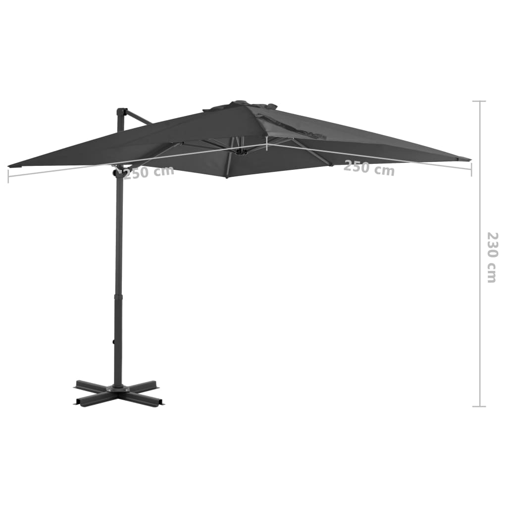 Umbrelă în consolă cu stâlp din aluminiu, antracit, 250x250 cm GartenMobel Dekor