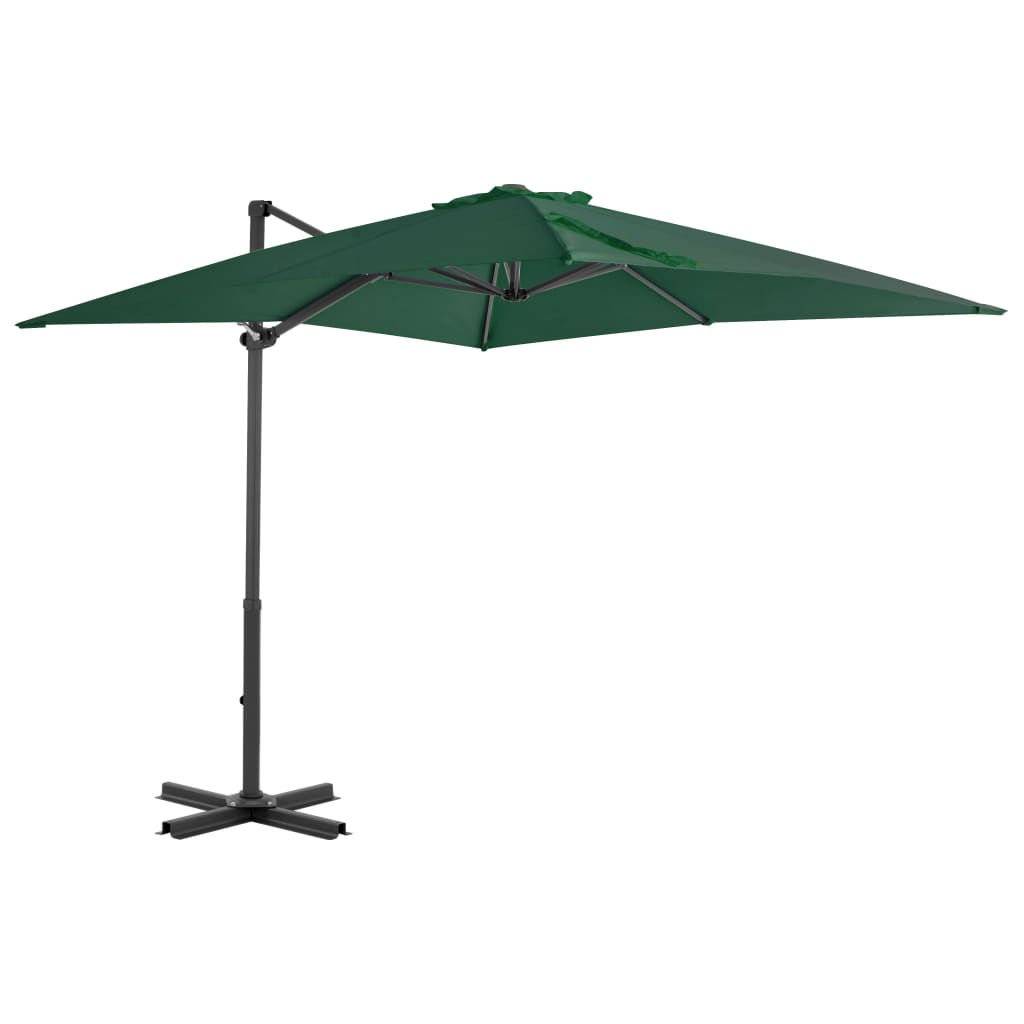 Umbrelă în consolă cu stâlp din aluminiu, verde, 250x250 cm GartenMobel Dekor