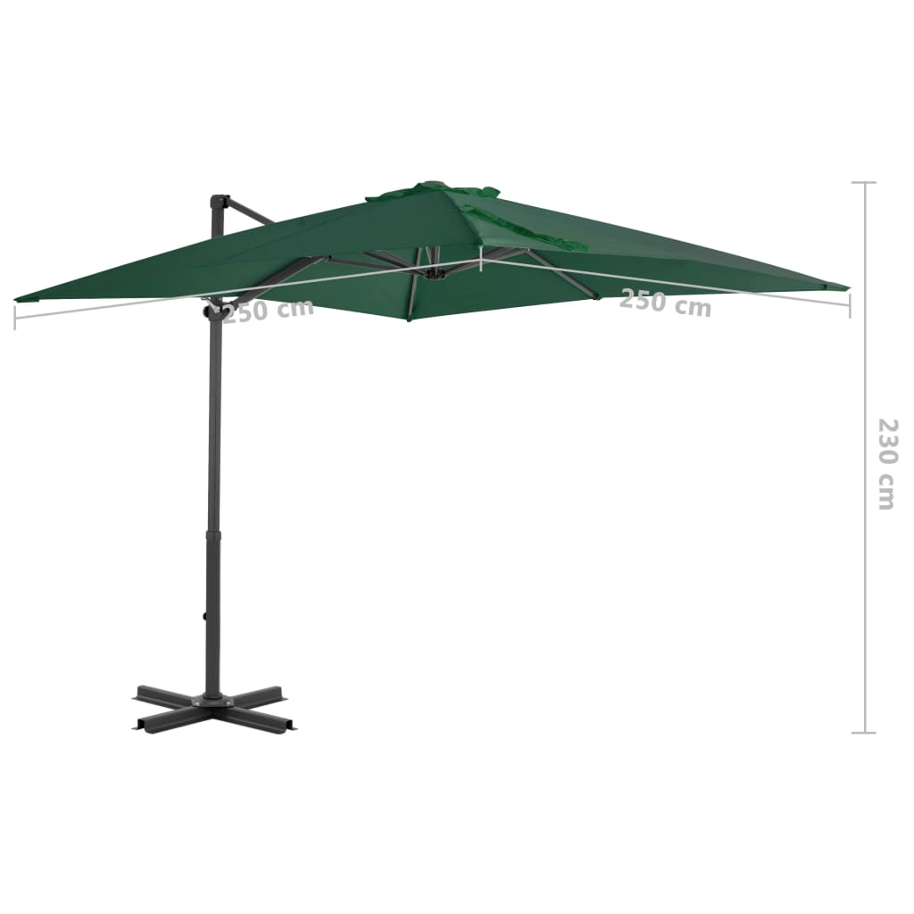 Umbrelă în consolă cu stâlp din aluminiu, verde, 250x250 cm GartenMobel Dekor