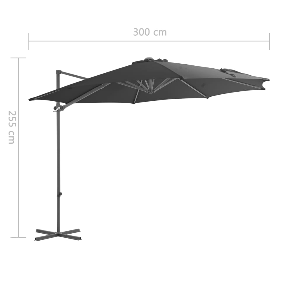 Umbrelă în consolă cu stâlp din oțel, antracit, 300 cm GartenMobel Dekor