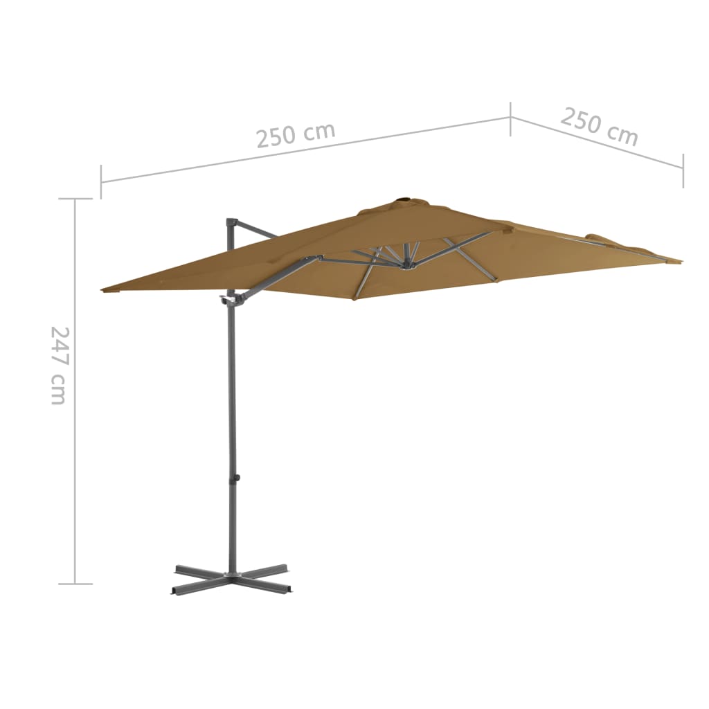 Umbrelă în consolă cu stâlp din oțel, taupe, 250x250 cm GartenMobel Dekor
