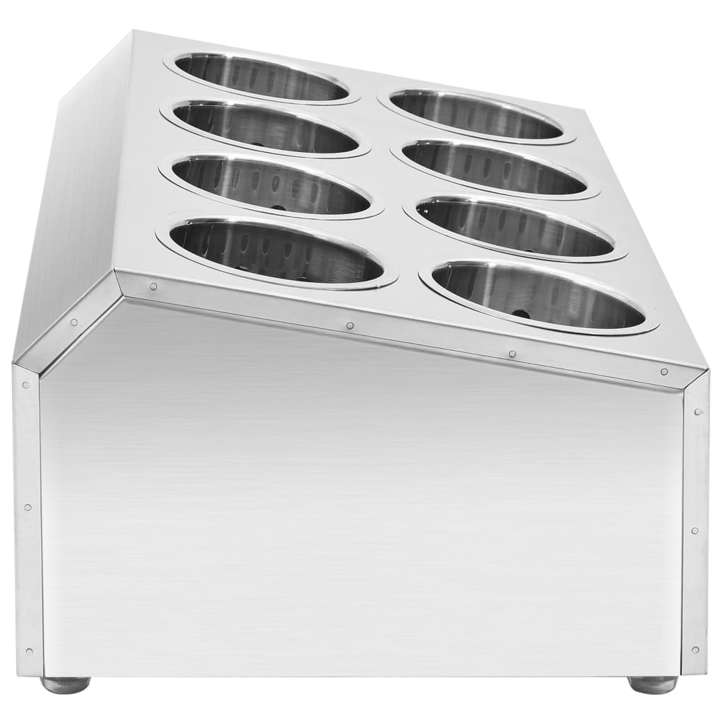 Suport de tacâmuri 8 inserții oțel inoxidabil dreptunghiular GartenMobel Dekor