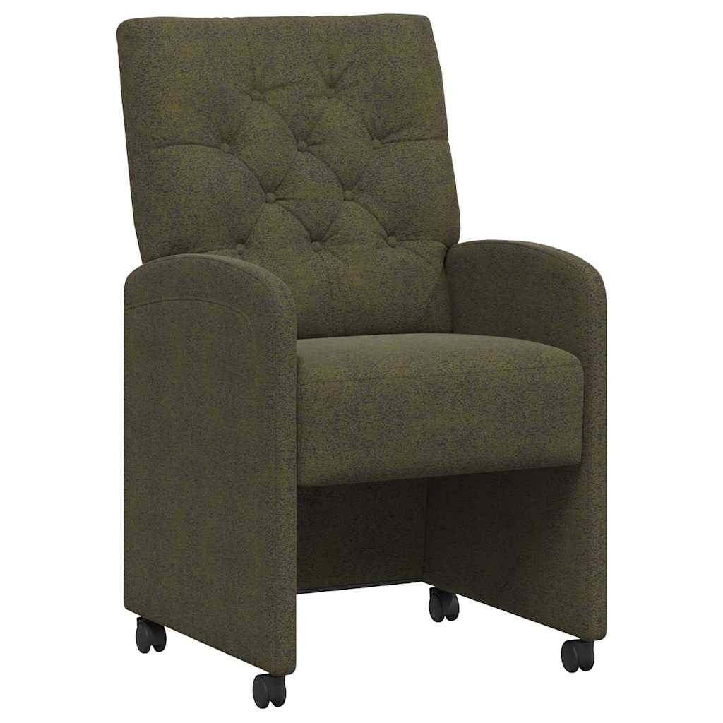 Scaune de dining cu roți 2 pcs Verde militar 58 x 67 x 97 cm GartenMobel Dekor