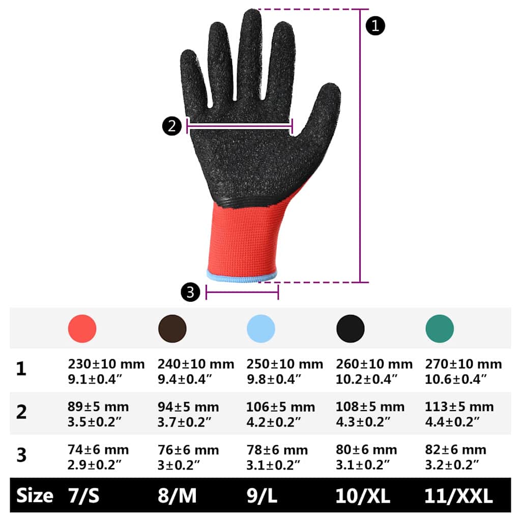 Manusi pentru Muncă 12 pcs Roșu și Negru 9 / l GartenMobel Dekor