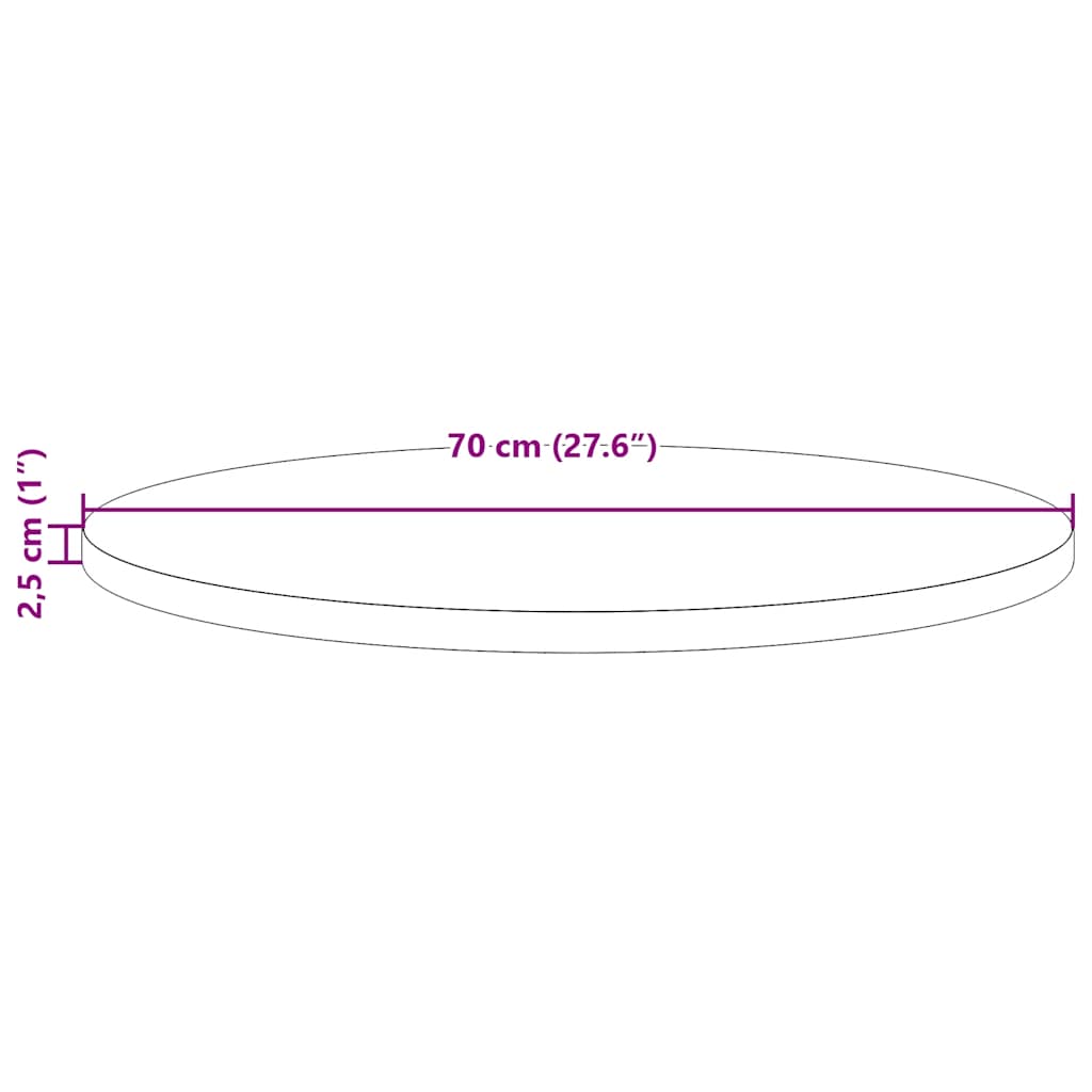 Blat de masă, alb, Ø70x2,5 cm, lemn masiv de pin GartenMobel Dekor