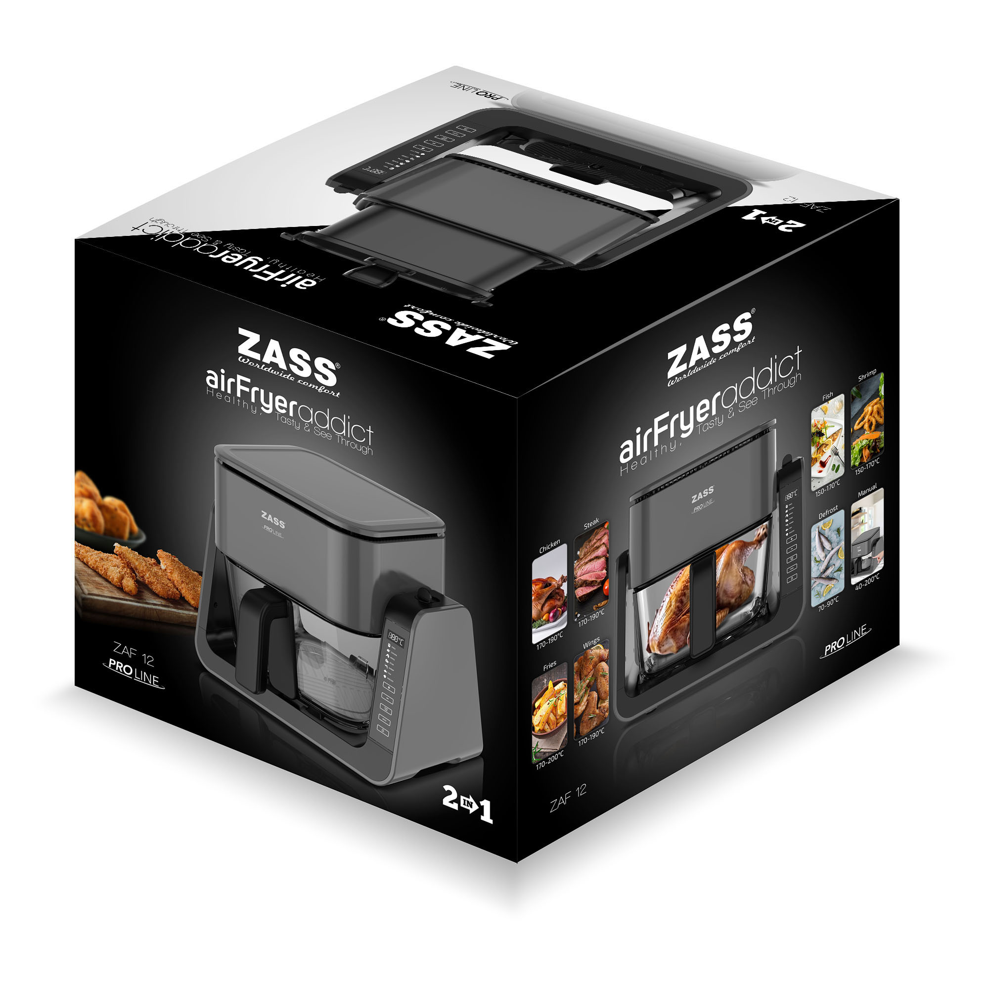 Friteuza cu aer cald multifunctionala 2 in 1 ZASS ZAF 12 ProDesign DailyAppliances