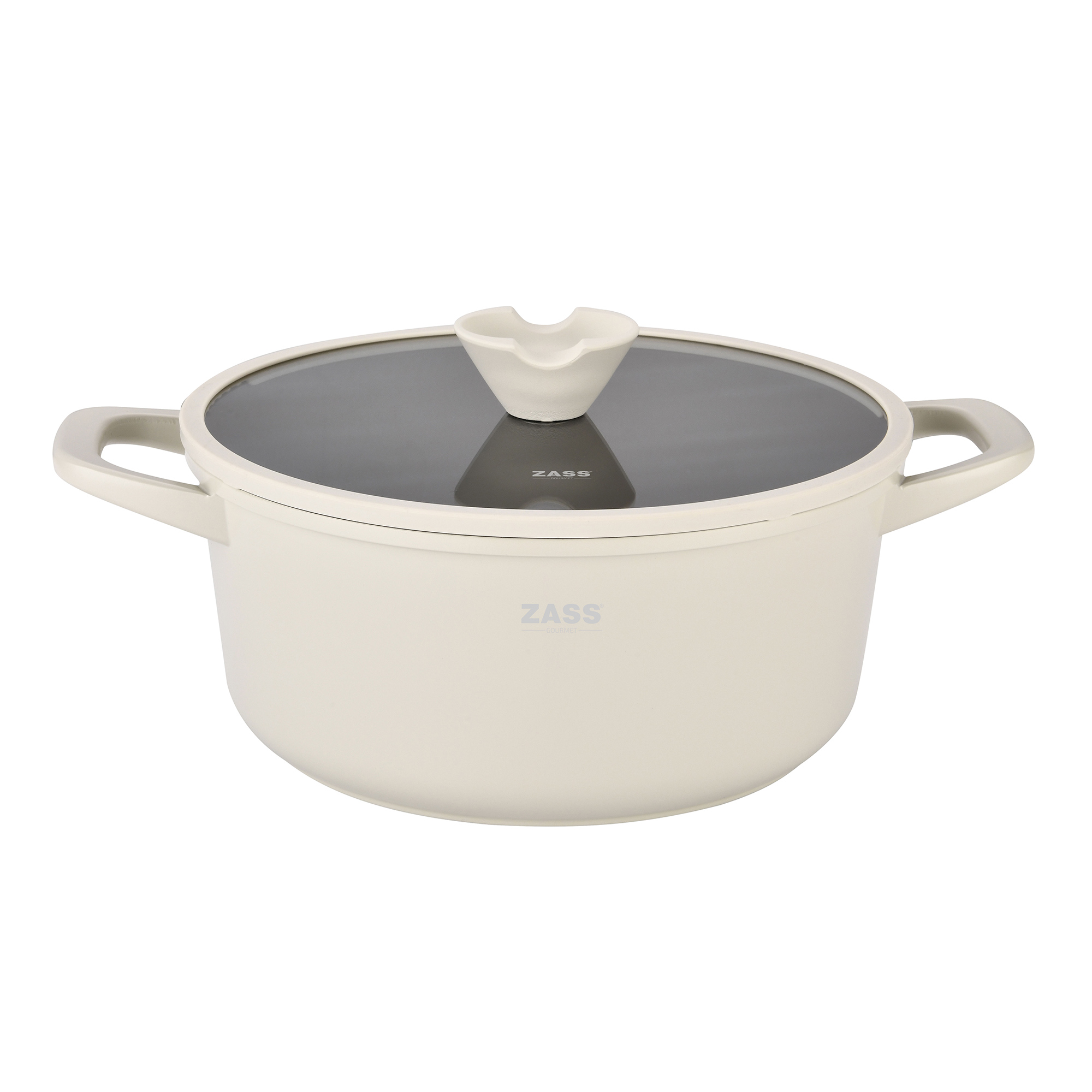 OALA DIN ALUMINIU TURNAT SUB PRESIUNE SI ACOPERIRE CERAMICA CU CAPAC DIN STICLA ? 28 CM ? ZG-ACS 15 CREM ProDesign DailyAppliances