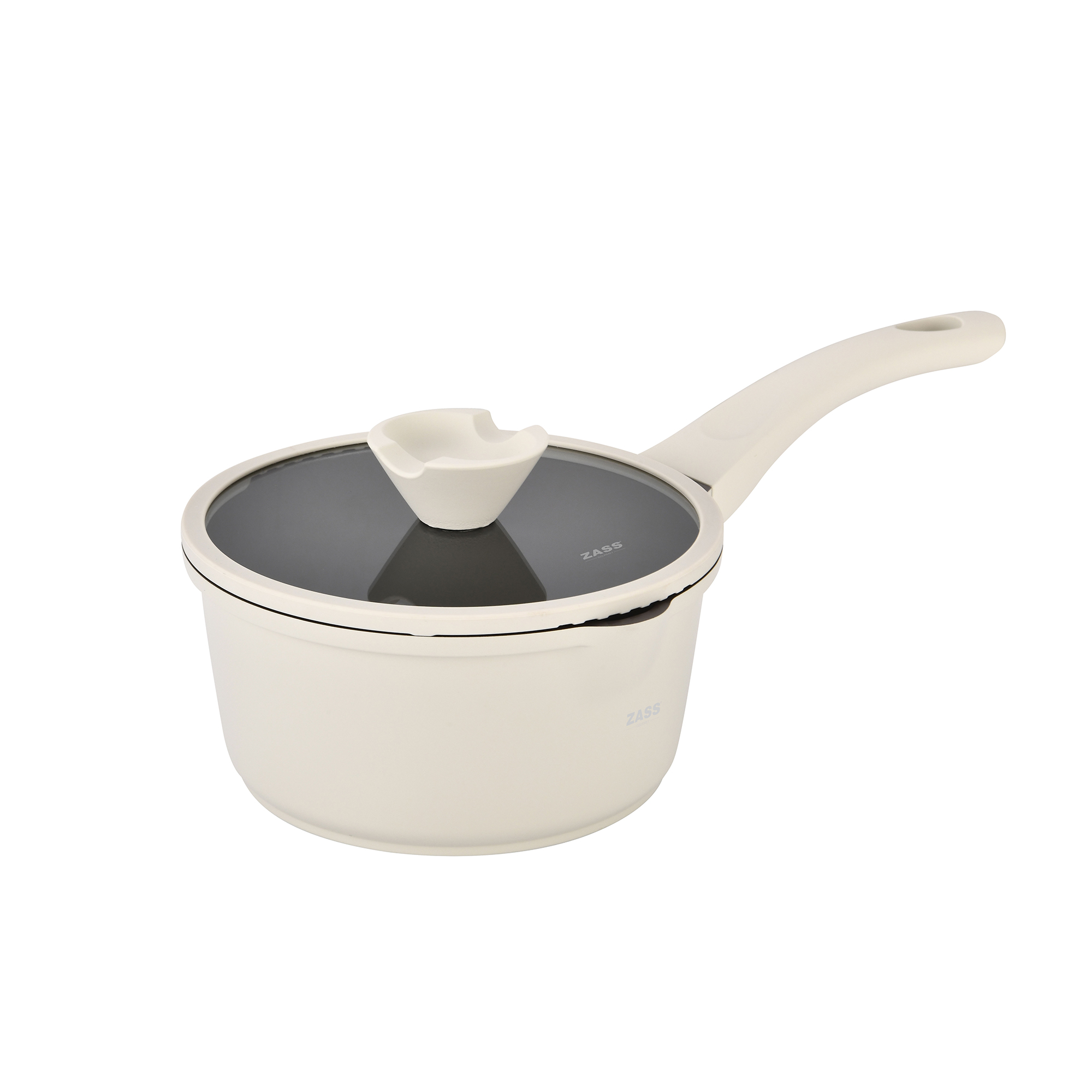 TIGAIE PENTRU SOS DIN ALUMINIU TURNAT SUB PRESIUNE SI ACOPERIRE CERAMICA CU CAPAC DIN STICLA ? 18 CM ? ZG-ACS 13 CREM ProDesign DailyAppliances