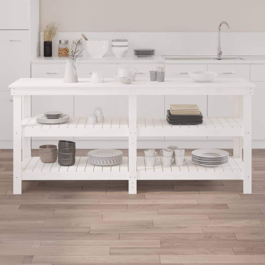 Banc de lucru, alb, 181x50x80 cm, lemn masiv pin GartenMobel Dekor