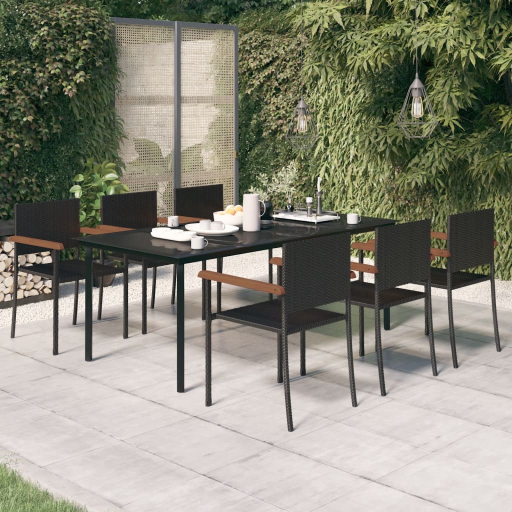 Set mobilier de grădină, 7 piese, negru GartenMobel Dekor