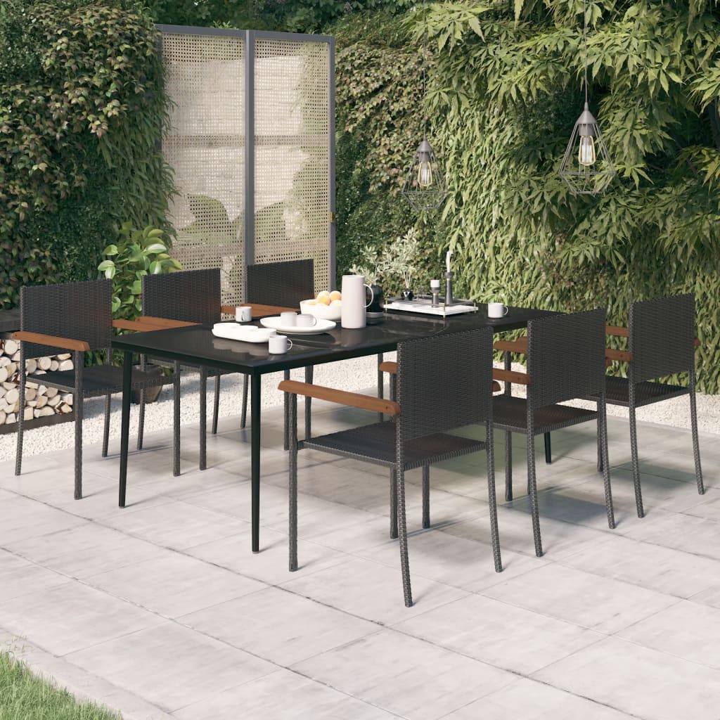 Set mobilier pentru grădină, 7 piese, negru GartenMobel Dekor