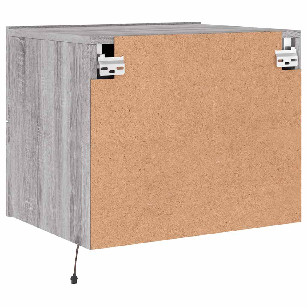 Noptiere montate pe perete cu lumini LED, 2 buc., sonoma gri GartenMobel Dekor