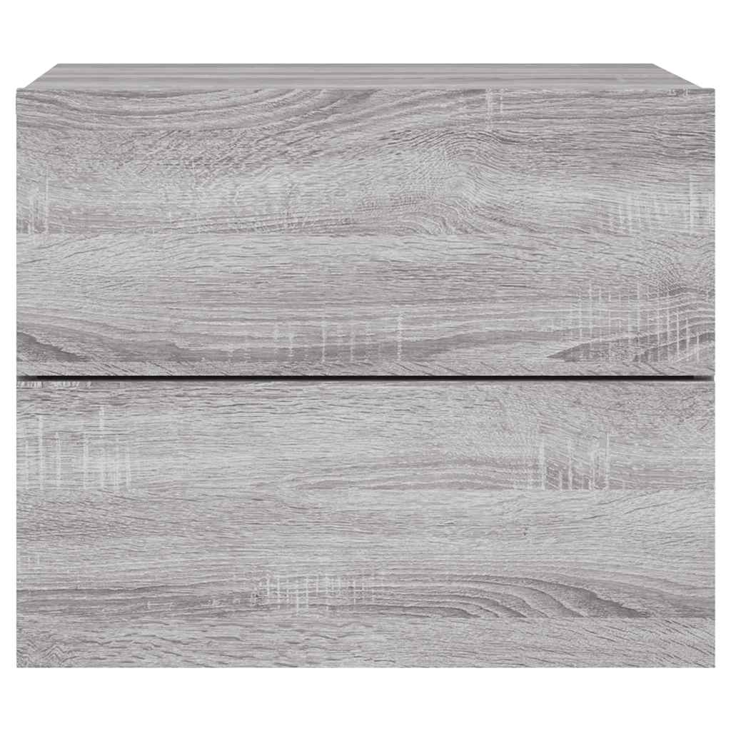 Noptiere montate pe perete cu lumini LED, 2 buc., sonoma gri GartenMobel Dekor