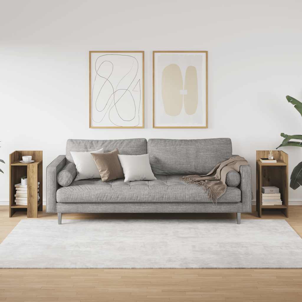 Mese laterale 2 buc cu raft Stejar artizanal 25,5x27x60 cm GartenMobel Dekor