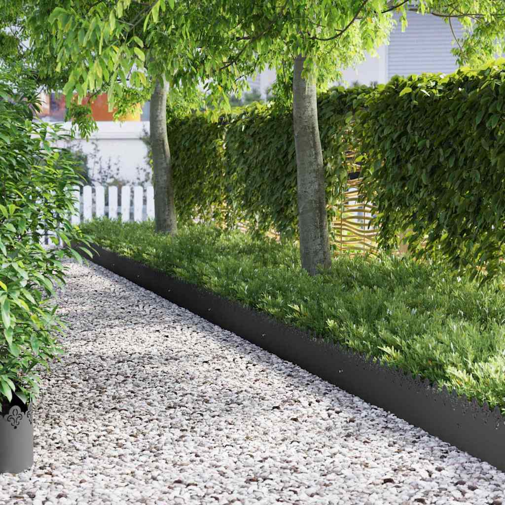Borduri pentru gazon 30 pcs Negru 103 x 0,05 x 22 cm Oțel GartenMobel Dekor