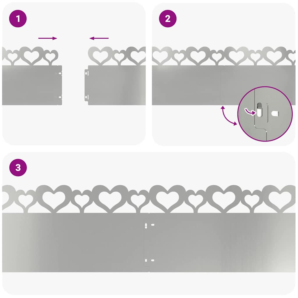 Borduri pentru gazon 10 pcs Argintiu 103 x 0,05 x 22 cm GartenMobel Dekor