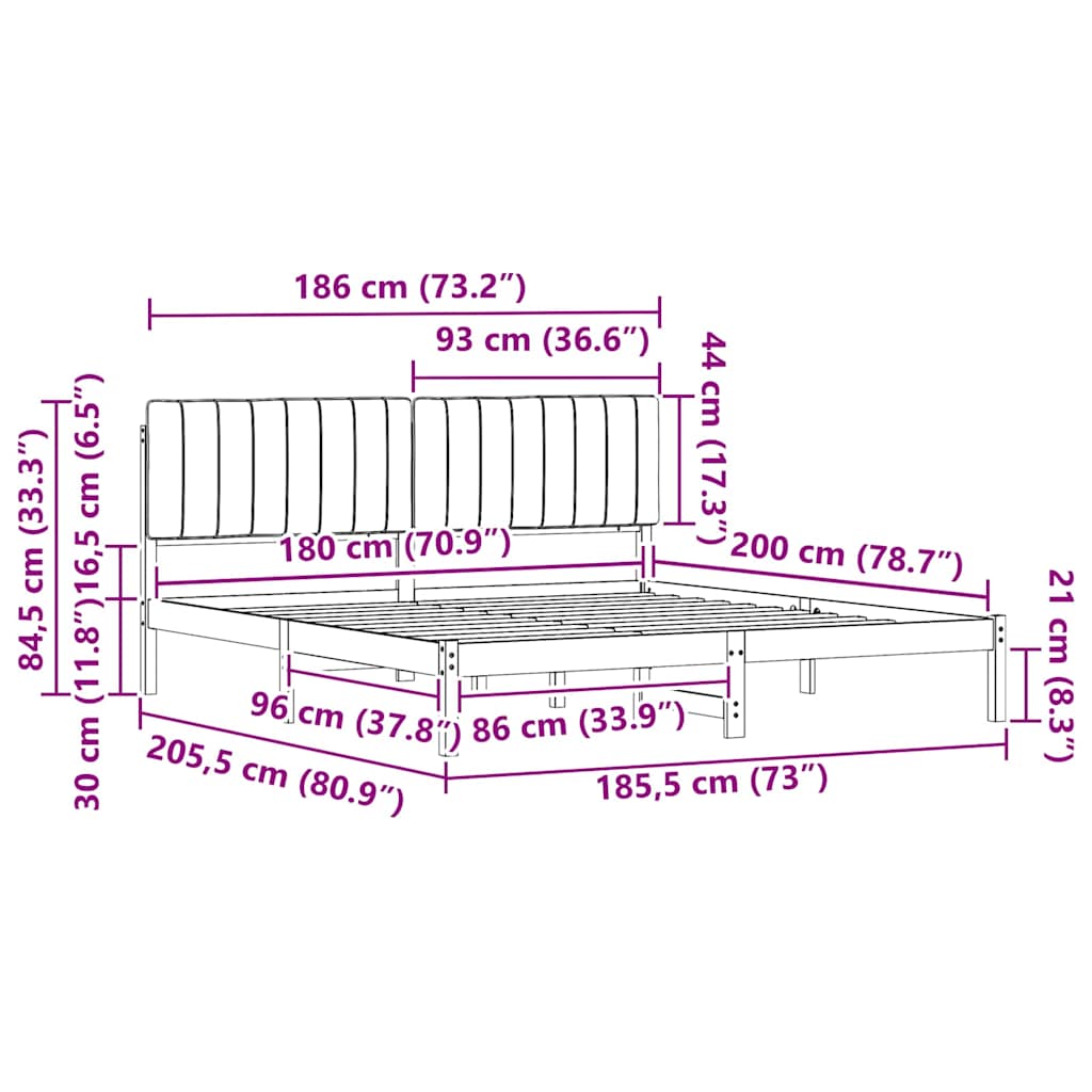 Cadru de pat cu tăblie tapițată Gri închis 180 x 200 cm GartenMobel Dekor