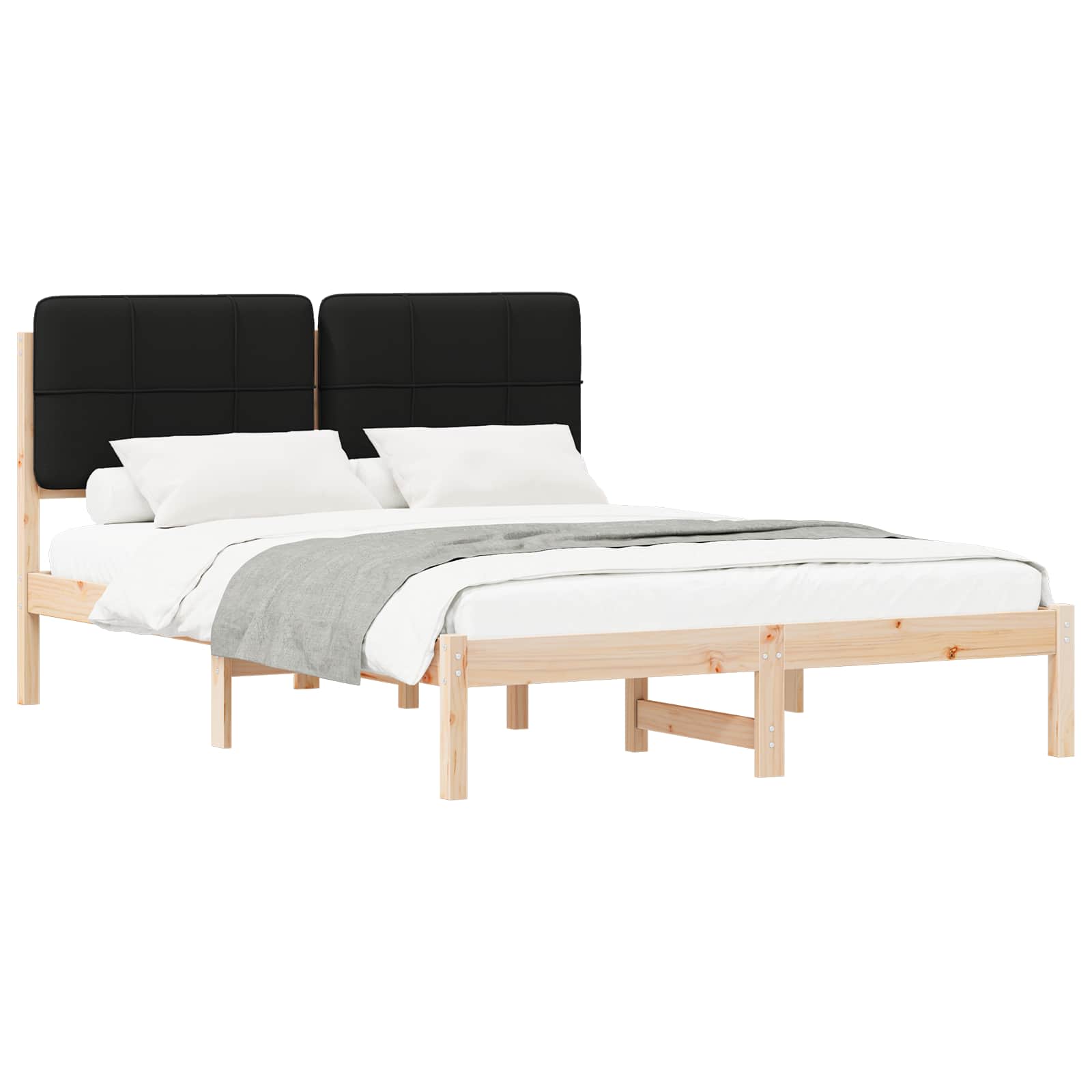 Cadru de pat cu tăblie tapițată cu headboard Negru 140 x 190 cm GartenMobel Dekor