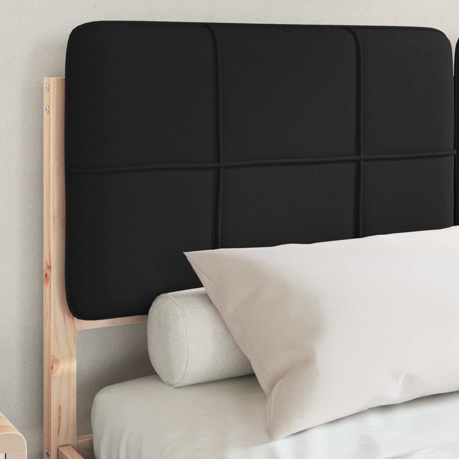 Cadru de pat cu tăblie tapițată cu headboard Negru 140 x 190 cm GartenMobel Dekor