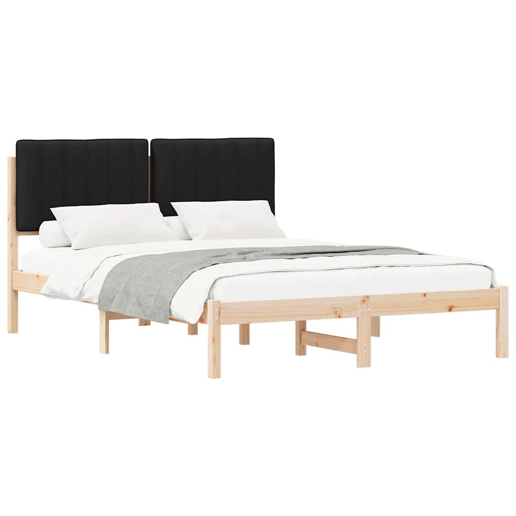 Cadru de pat cu tăblie tapițată cu headboard Negru 140 x 190 cm GartenMobel Dekor