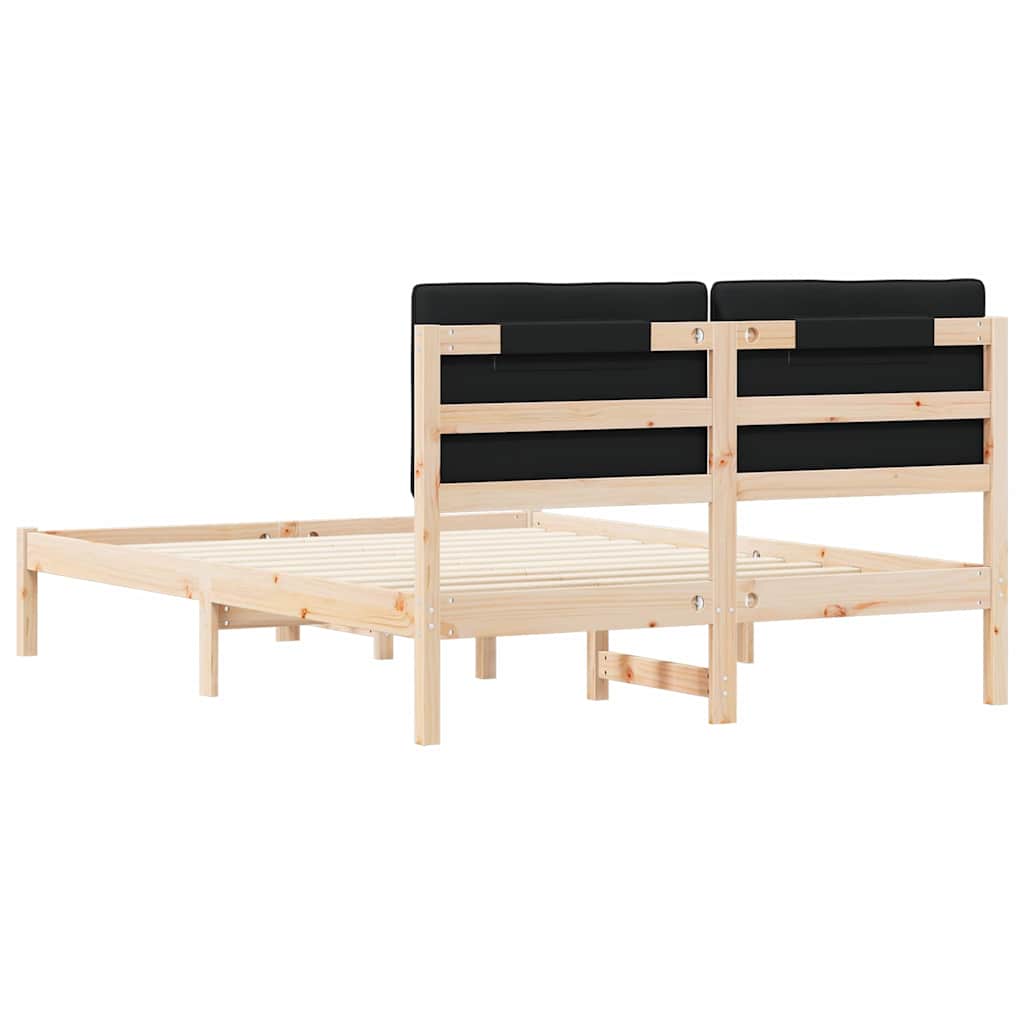 Cadru de pat cu tăblie tapițată cu headboard Negru 140 x 190 cm GartenMobel Dekor