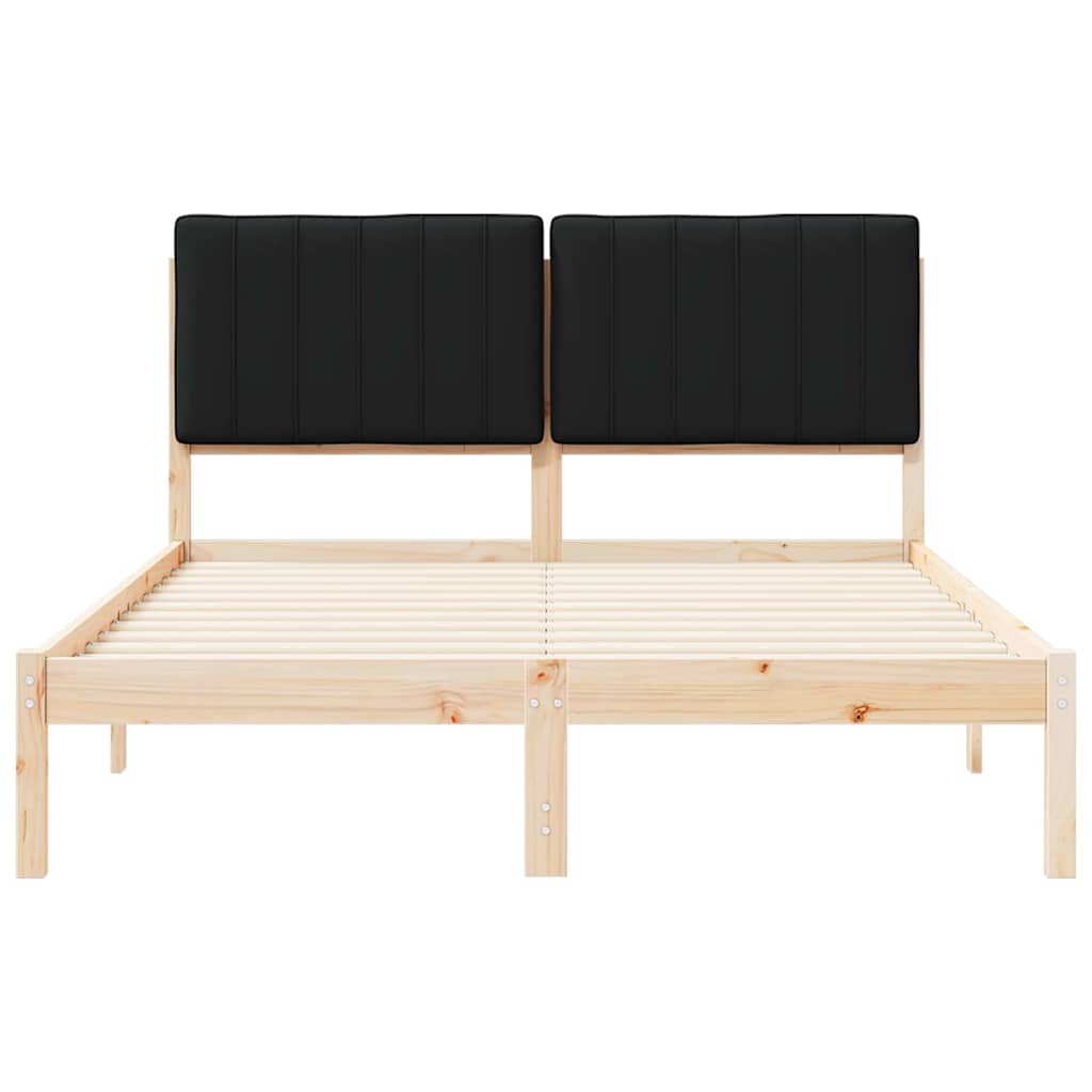 Cadru de pat cu tăblie tapițată cu headboard Negru 140 x 190 cm GartenMobel Dekor