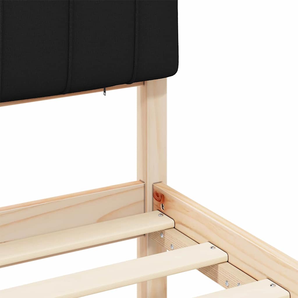 Cadru de pat cu tăblie tapițată cu headboard Negru 140 x 190 cm GartenMobel Dekor