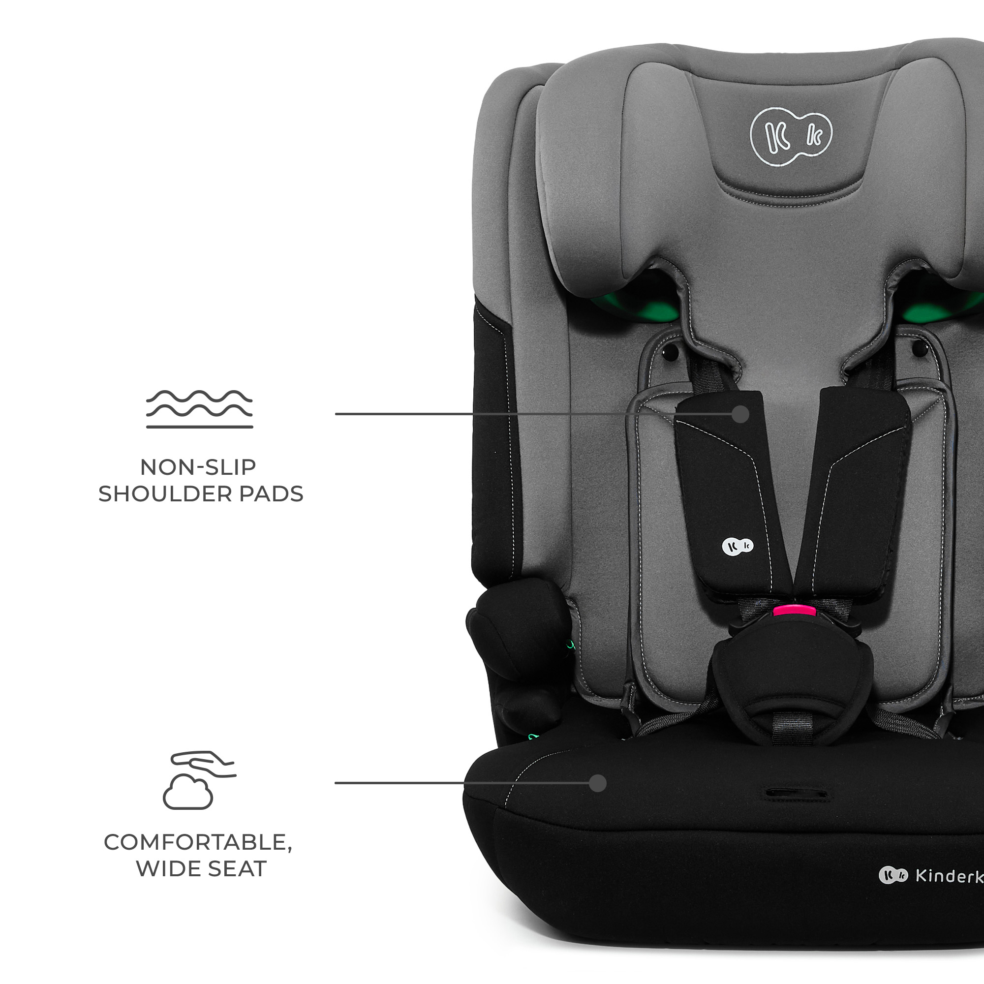 SCAUN AUTO KINDERKRAFT COMFY 75-150 CM, DK GREY SuperHeroes ToysZone