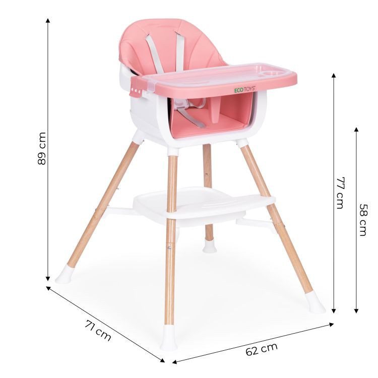 Homelux Gyerek etetőszék 2 az 1-ben rózsaszín Mobalis Homvera