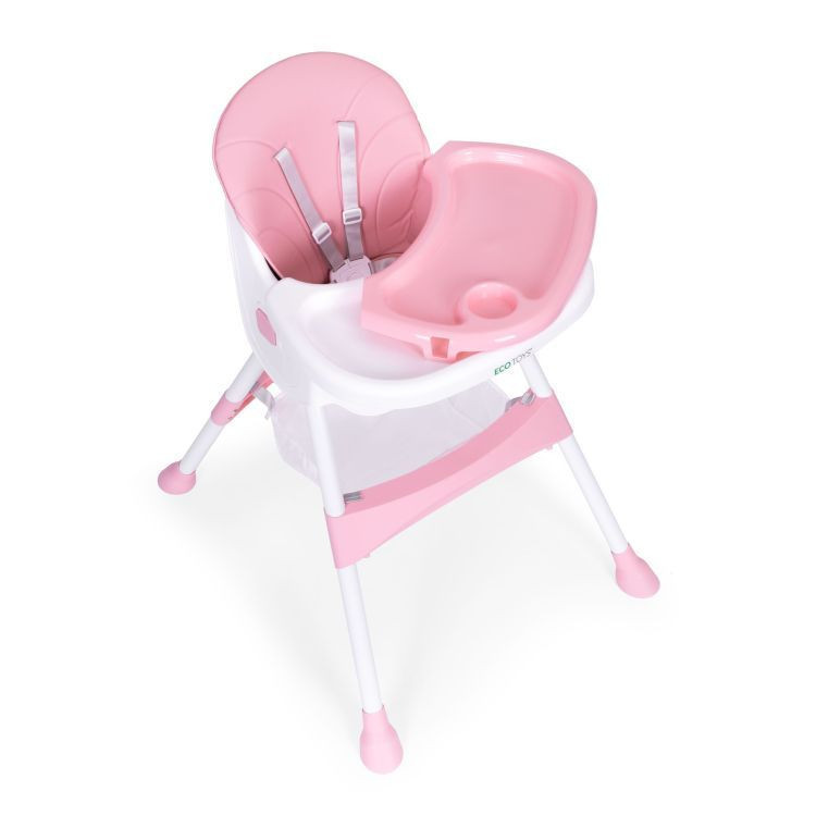 Homelux Gyerek etetőszék tálcával és kosárral 5 pontos biztonsági övvel rózsaszín Mobalis Homvera