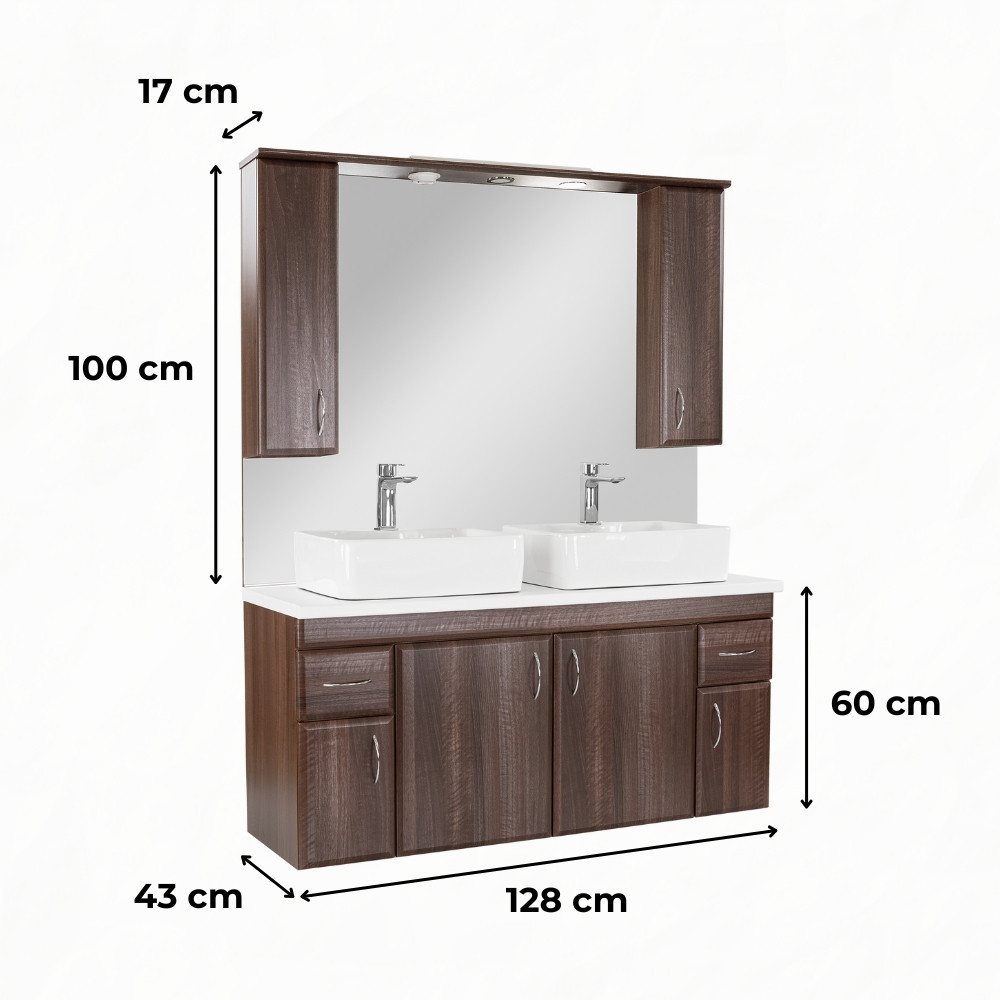 Leziter Bianco 130 complet fără lavoar cu blat de lucru din lemn de nuc Aida alb Mobalis Homvera