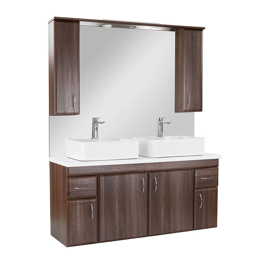 Leziter Bianco 130 complet fără lavoar cu blat de lucru din lemn de nuc Aida alb Mobalis Homvera