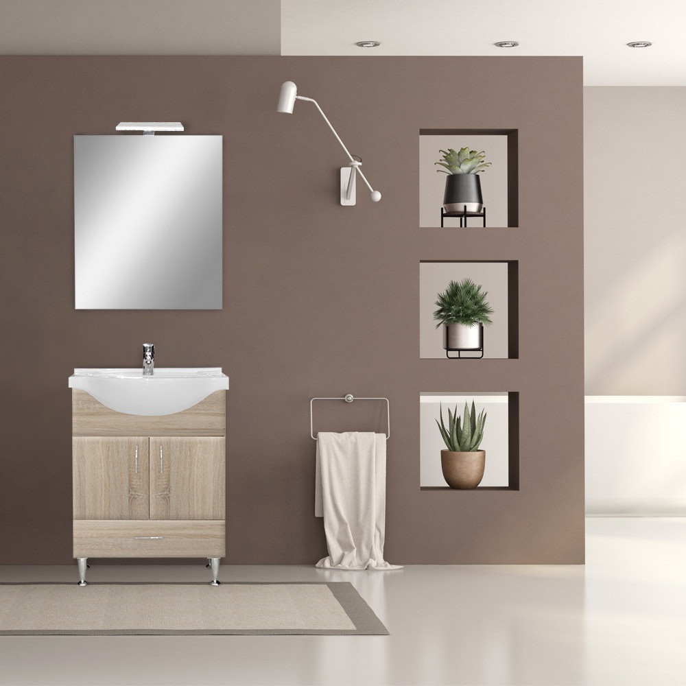 Leziter Mobilier complet de baie Bianca Prime 65, culoare stejar sonoma Mobalis Homvera