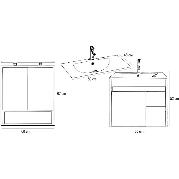 Leziter Mobilier complet de baie Luna 60 alb Mobalis Homvera