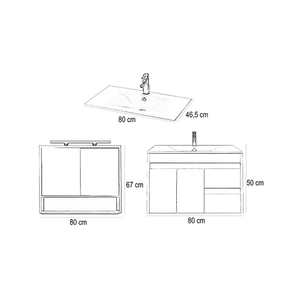 Leziter Mobilier complet de baie Luna 80 alb Mobalis Homvera