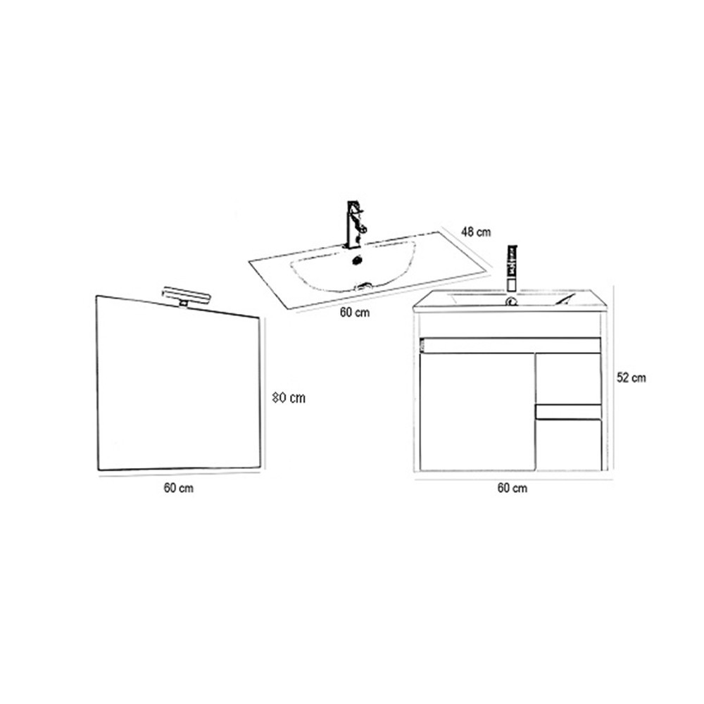 Leziter Mobilier complet de baie Luna Prime 60 alb Mobalis Homvera