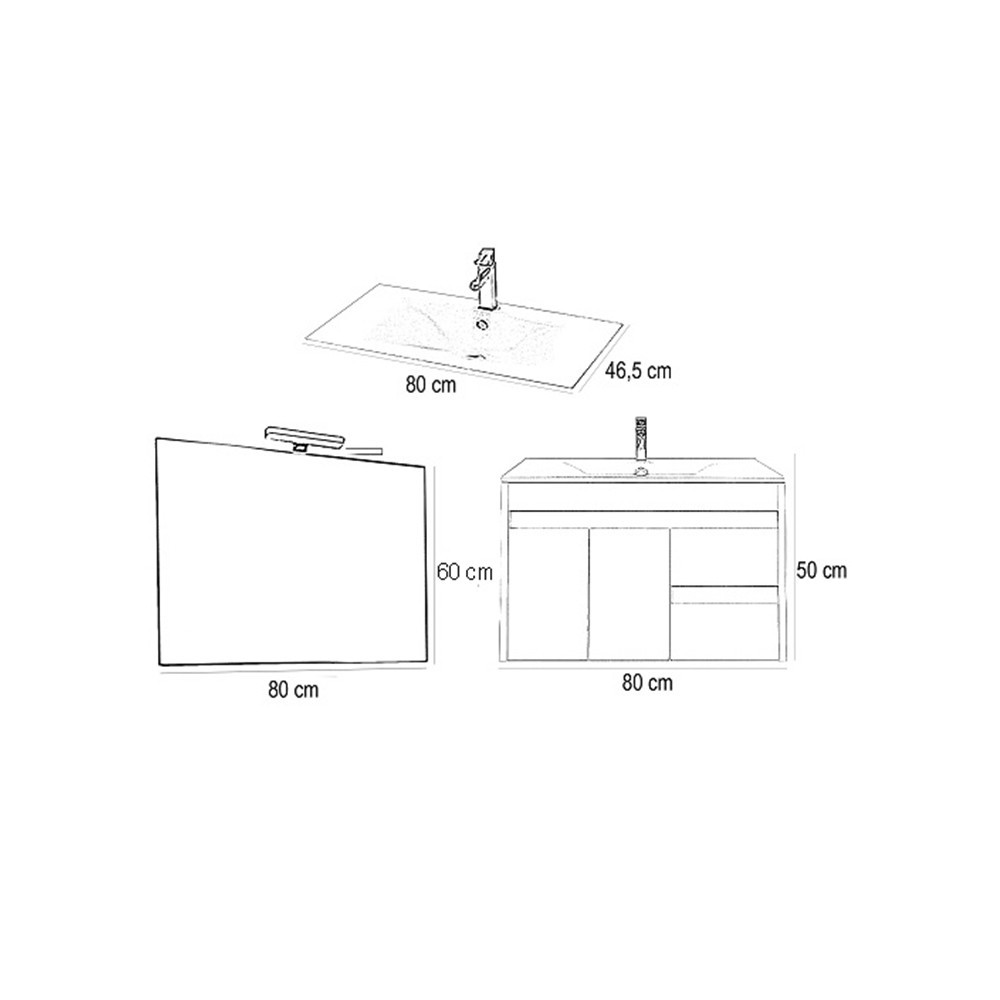 Leziter Mobilier complet de baie Luna Prime 80 alb Mobalis Homvera